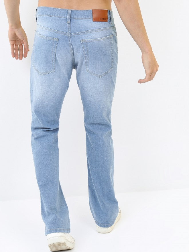 Ketch Men Blue Bootcut Highly Distressed Jeans