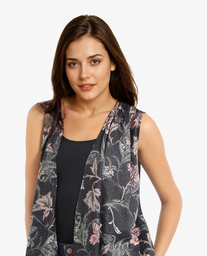 RELAXED FIT TROPICAL PRINT SHRUG