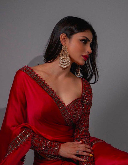 Mouni Roy Banglory Silk Embroidery Partywear Saree