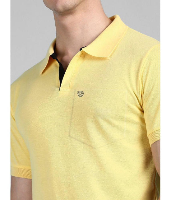 Cotton Regular Fit Solid Half Sleeves Mens Polo T Shirt - Yellow