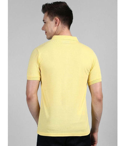 Cotton Regular Fit Solid Half Sleeves Mens Polo T Shirt - Yellow