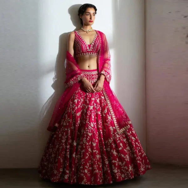 Pink Lehenga Choli With Heavy Embroidery Work