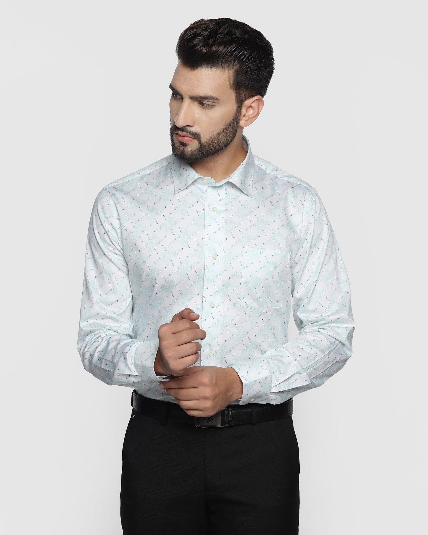 Formal Aqua Printed Shirt