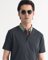 PRINTED COLLAR PLAIN T SHIRT