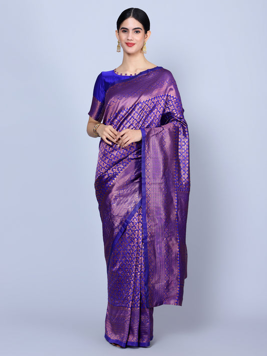 Beautiful Purple Jacquard Party Wear Saree