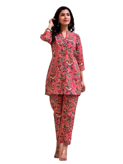 KALINI Floral Printed Anarkali Kurta with Trousers & Dupatta