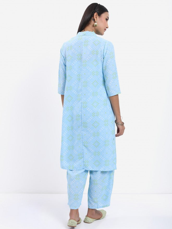 Vishudh Women Blue Self Design Kurta Sets