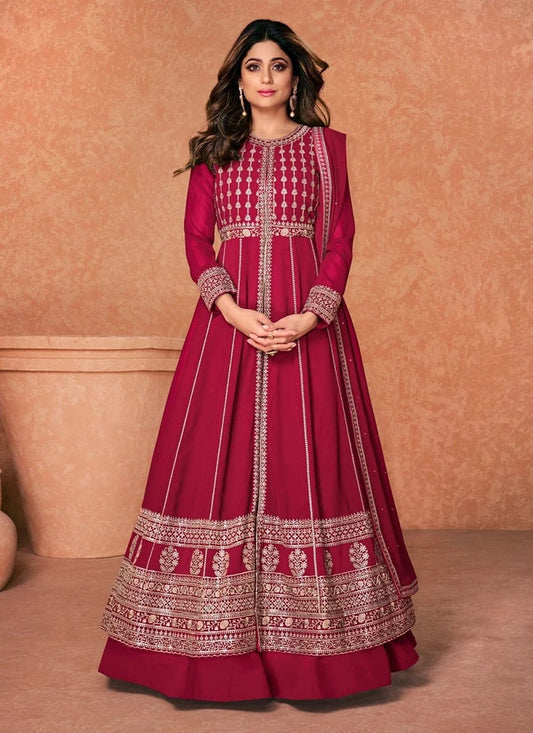 Sequence Embroidery Work Georgette Silk Anarkali Gown