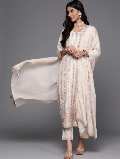 Women Ethnic Motifs Regular Kurta with Trousers & Dupatta