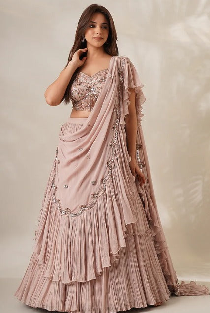 Light Pink Wedding Wear Lehenga Choli