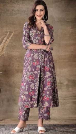 Floral Printed A-line Kurta And Trouser Set