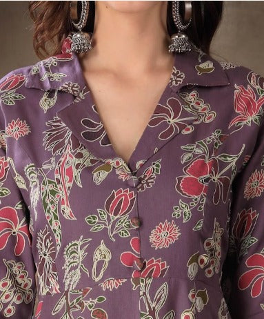 Floral Printed A-line Kurta And Trouser Set