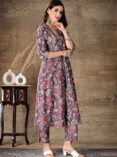 Floral Printed A-line Kurta And Trouser Set