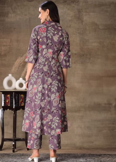 Floral Printed A-line Kurta And Trouser Set