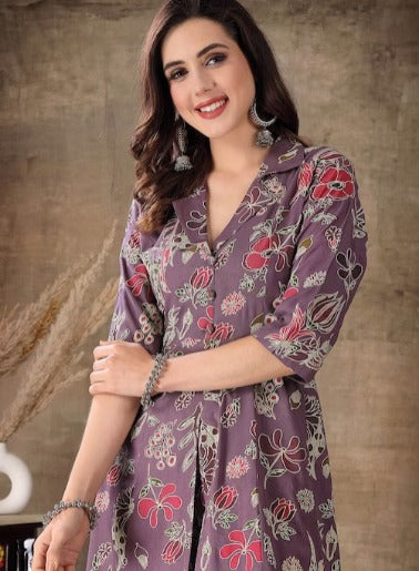 Floral Printed A-line Kurta And Trouser Set