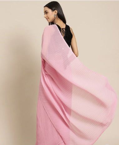 Tikhi Imli Pink Pleated Georgette Saree