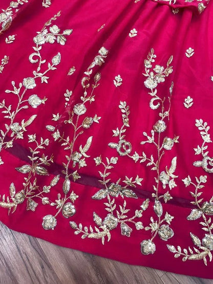 Pink Georgette With Embroidery & Sequence Work Lehenga