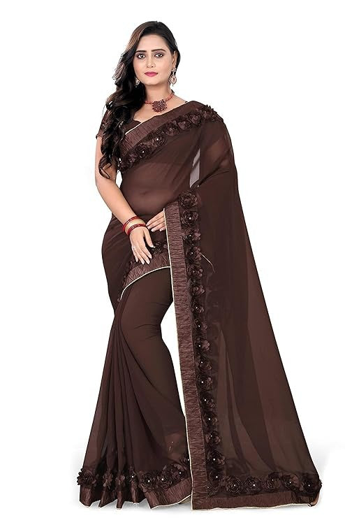 RIVA ENTERPRISE Women's Georgette with Blouse Piece Saree