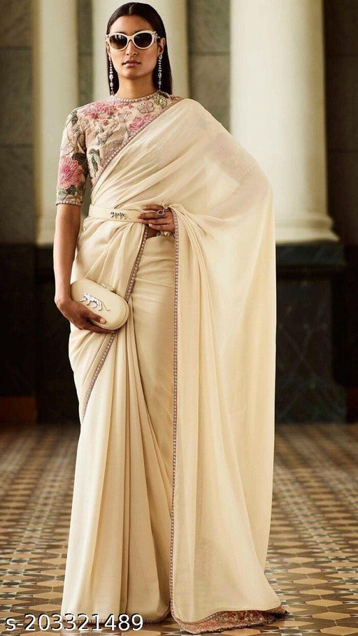 Solid/Plain Bollywood Satin Saree