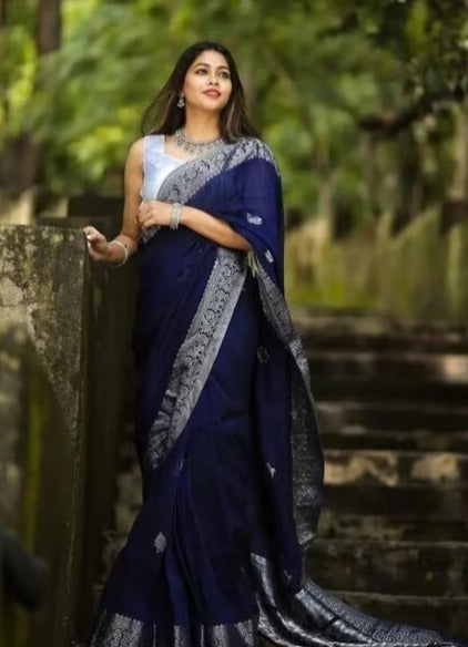 VR2ENTERPRISE Jacquard Saree with Contrast Border