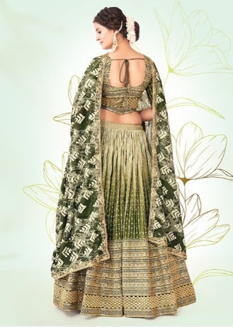 Embroidered Sequinned Semi-Stitched Lehenga & Unstitched Blouse