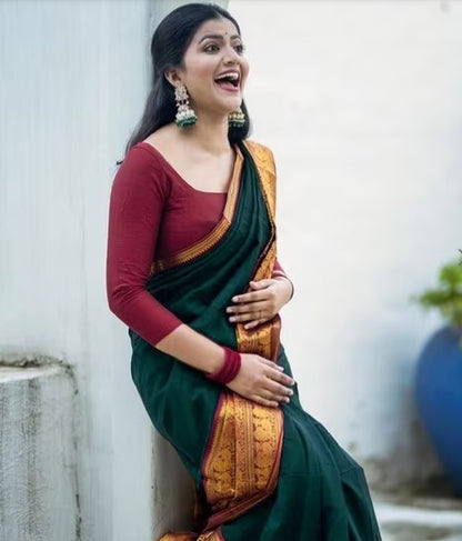 VASTUKALA Cotton Silk Saree with Woven Border