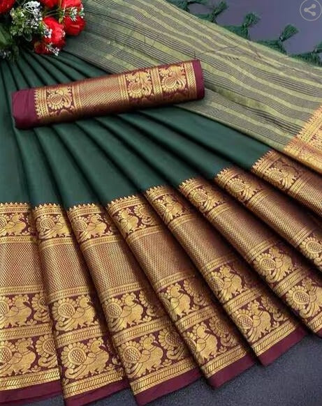 VASTUKALA Cotton Silk Saree with Woven Border