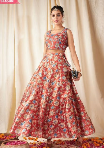 Shae by SASSAFRAS Floral Printed Ready to Wear Lehenga & Crop Top