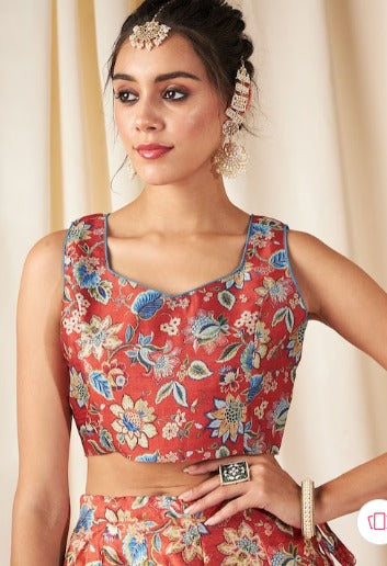 Shae by SASSAFRAS Floral Printed Ready to Wear Lehenga & Crop Top