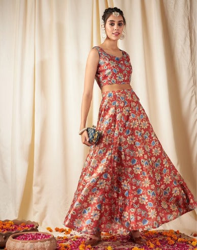 Shae by SASSAFRAS Floral Printed Ready to Wear Lehenga & Crop Top