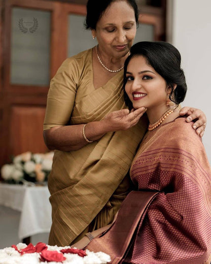 Maroon Soft Silk Saree With Demure Blouse Piece