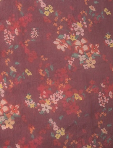 Maroon Floral Organza Saree