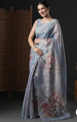 NEW SEASON Anouk Floral Printed Organza Saree