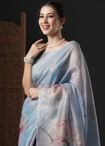 NEW SEASON Anouk Floral Printed Organza Saree