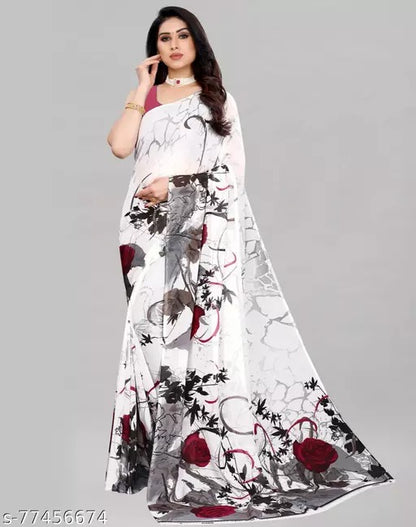 Combo of 2 Sarees (White & Grey)