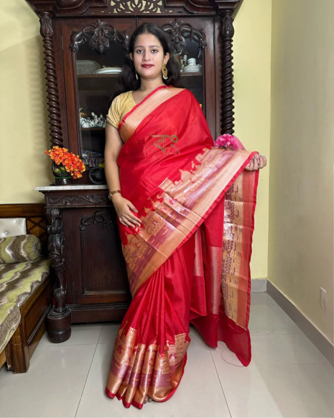 Handwoven Banarasi Ghat Warm Silk Saree