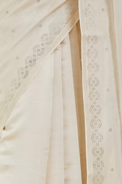 soch  Embellished Daily Wear Tussar Silk Saree  (Cream)