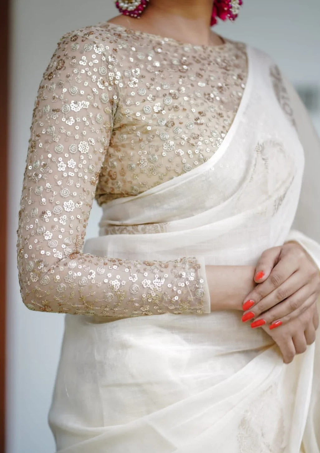 Goodness of White Linen Saree