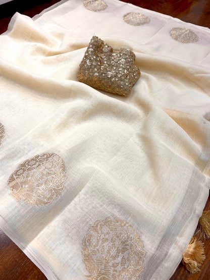 Goodness of White Linen Saree