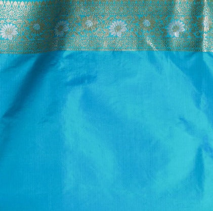 SKY BLUE HANDWOVEN CUTWORK KATAN SILK SAREE