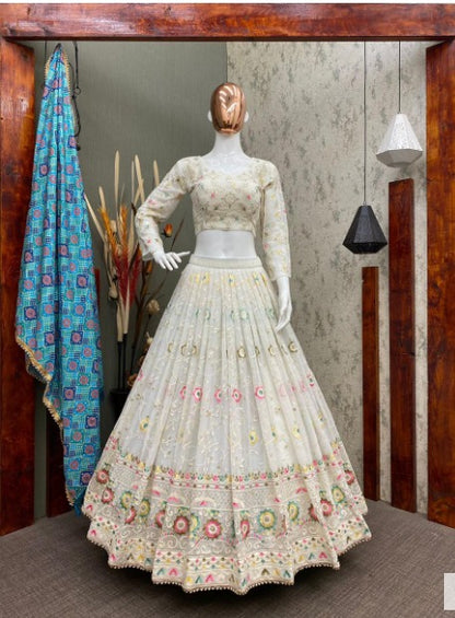 Heavy multi thread and sequence work lehenga choli