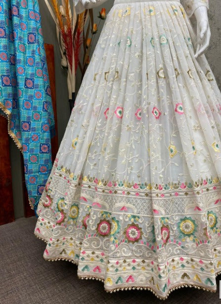 Heavy multi thread and sequence work lehenga choli