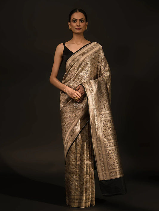 Black Katan Silk Brocade Handloom Banarasi Saree