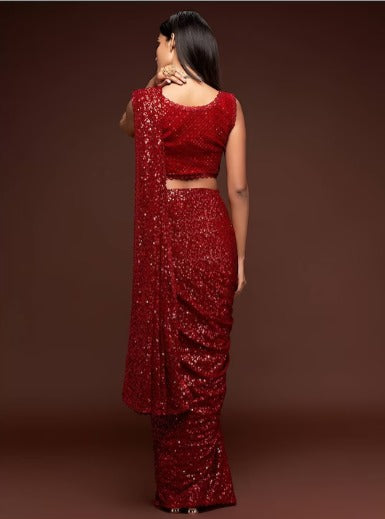 Embellished Sequinned Pure Georgette Saree