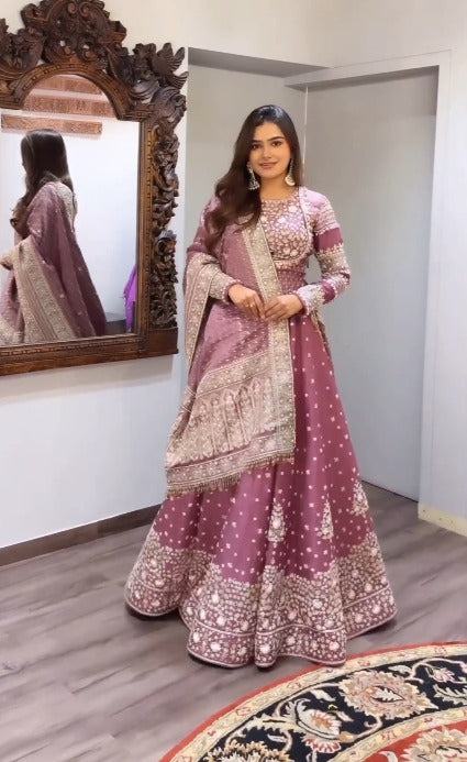 Beautiful Wine Heavy Embroidered Lehenga Choli