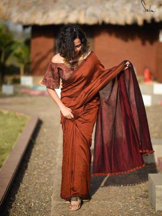 Suta Kesar and Plum Saree