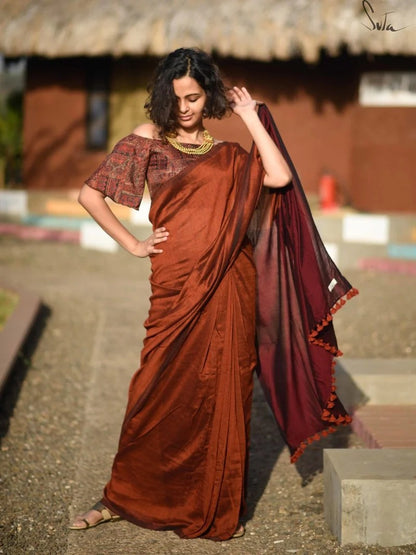 Suta Kesar and Plum Saree