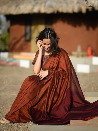 Suta Kesar and Plum Saree