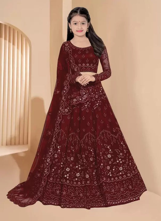 Gheludi  Girls Lehenga Choli Ethnic Wear Embroidered Lehenga, Choli and Dupatta Set