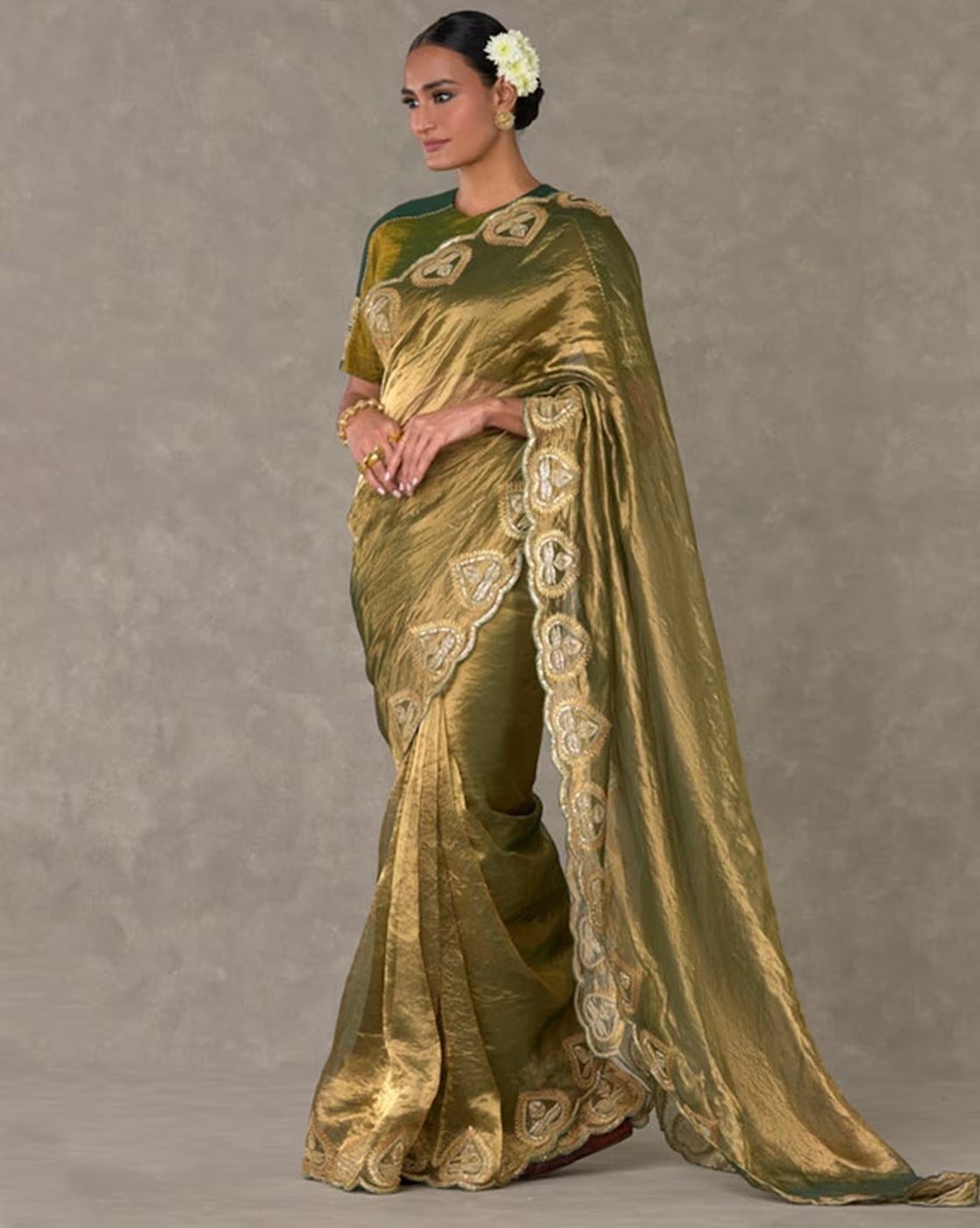 House Of Masaba Shop Emerald Green Saree Online